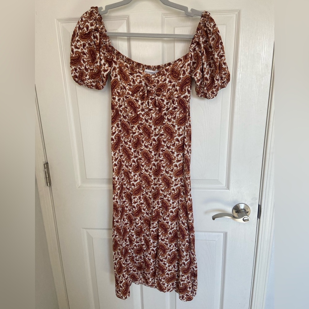 Faithfull the Brand Smocked Paisley Puff Sleeve Midi Dress Size 4